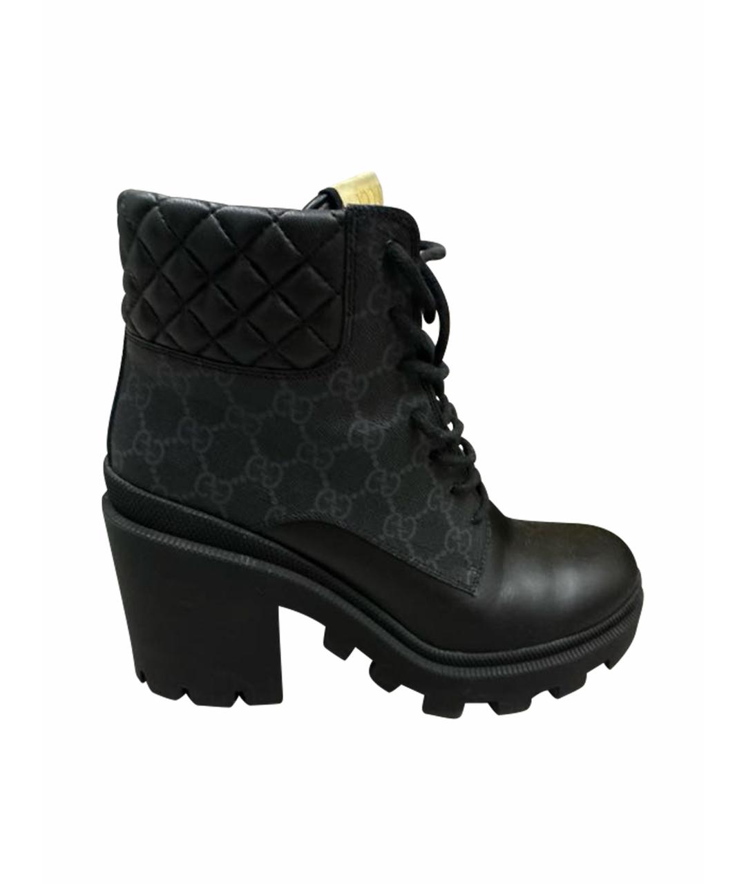 GUCCI Черные кожаные ботинки, фото 1