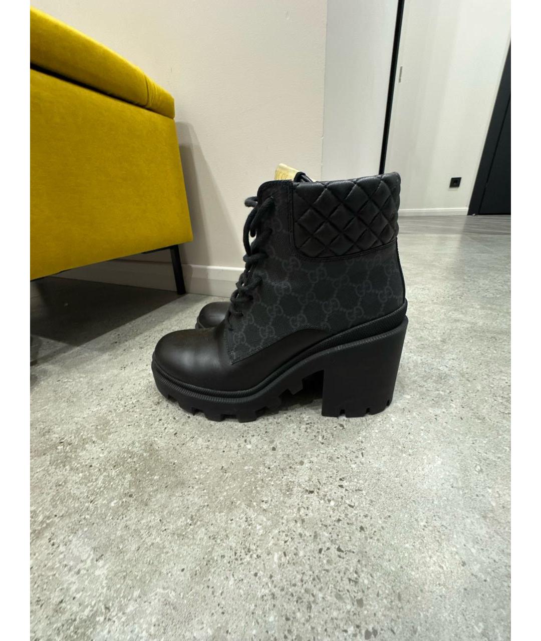 GUCCI Черные кожаные ботинки, фото 5
