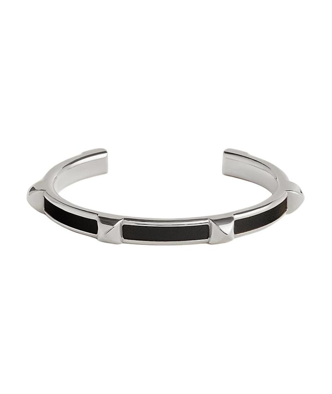 HERMES Черный кожаный браслет, фото 1