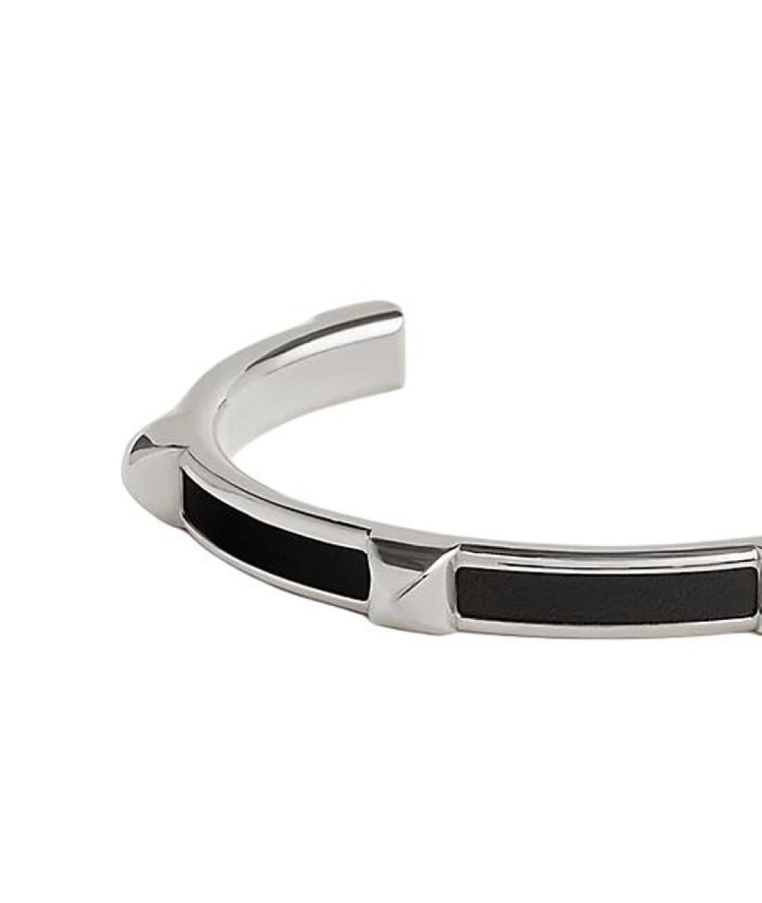 HERMES Черный кожаный браслет, фото 2