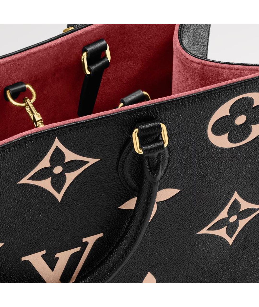 LOUIS VUITTON Черная кожаная сумка тоут, фото 4