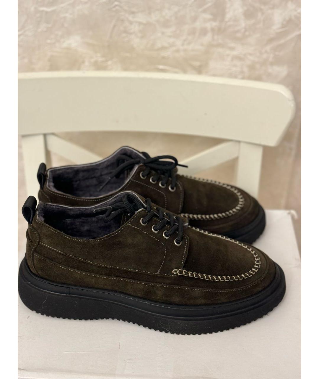 POLLINI Коричневые замшевые низкие ботинки, фото 8