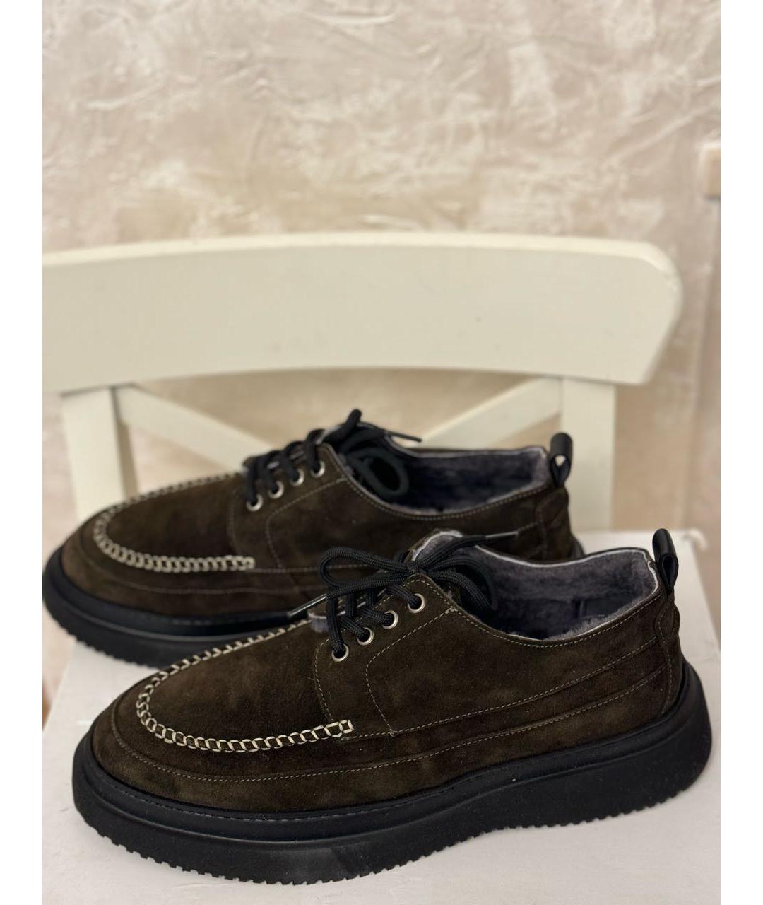 POLLINI Коричневые замшевые низкие ботинки, фото 7