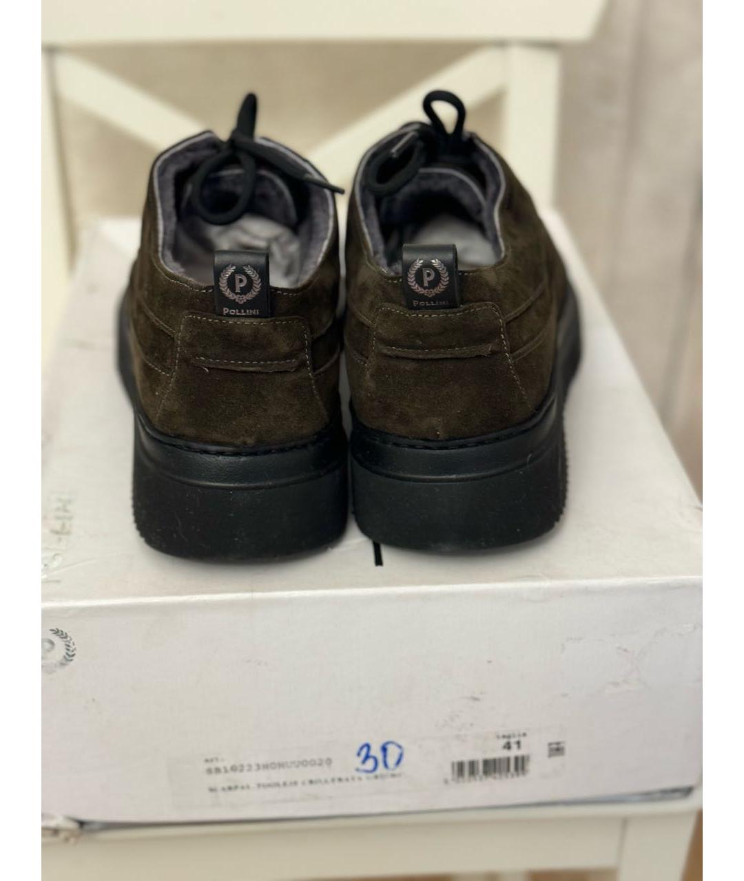 POLLINI Коричневые замшевые низкие ботинки, фото 4
