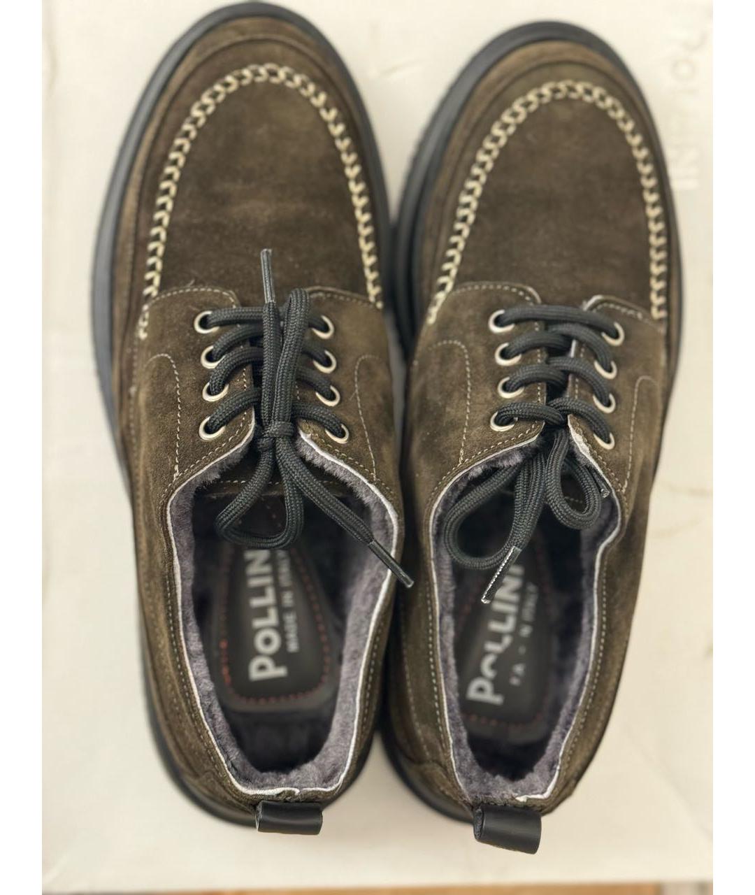 POLLINI Коричневые замшевые низкие ботинки, фото 3