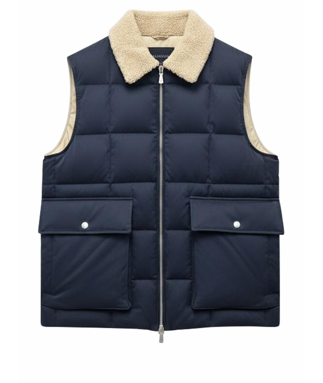 ELEVENTY Темно-синий шелковый жилет, фото 1