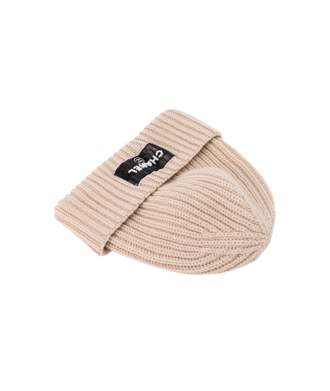 CHANEL Бежевая шерстяная шапка, фото 4