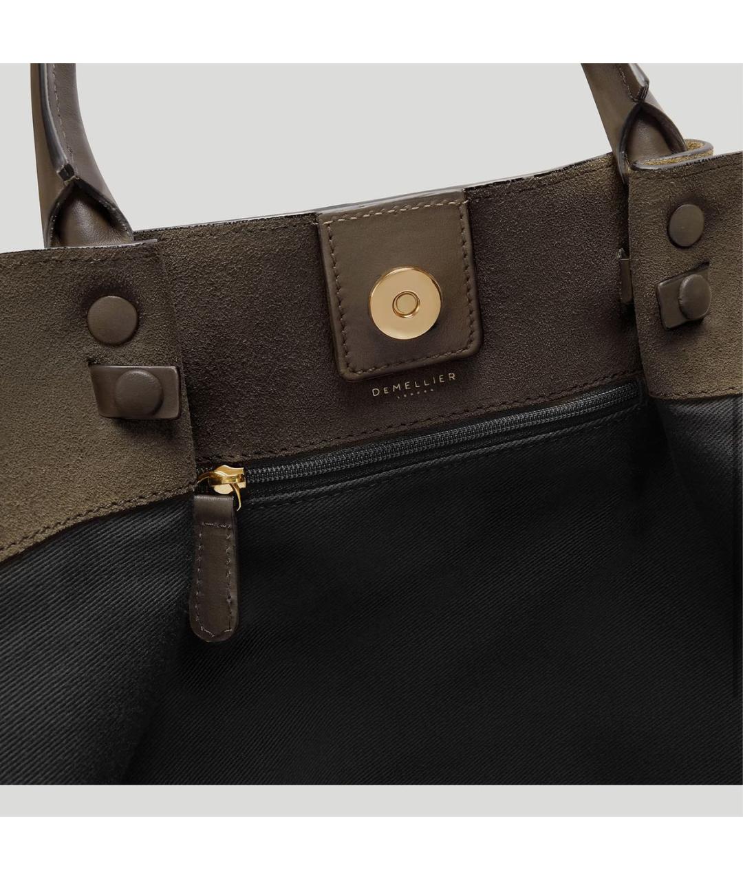 DEMELLIER Хаки замшевая сумка с короткими ручками, фото 4
