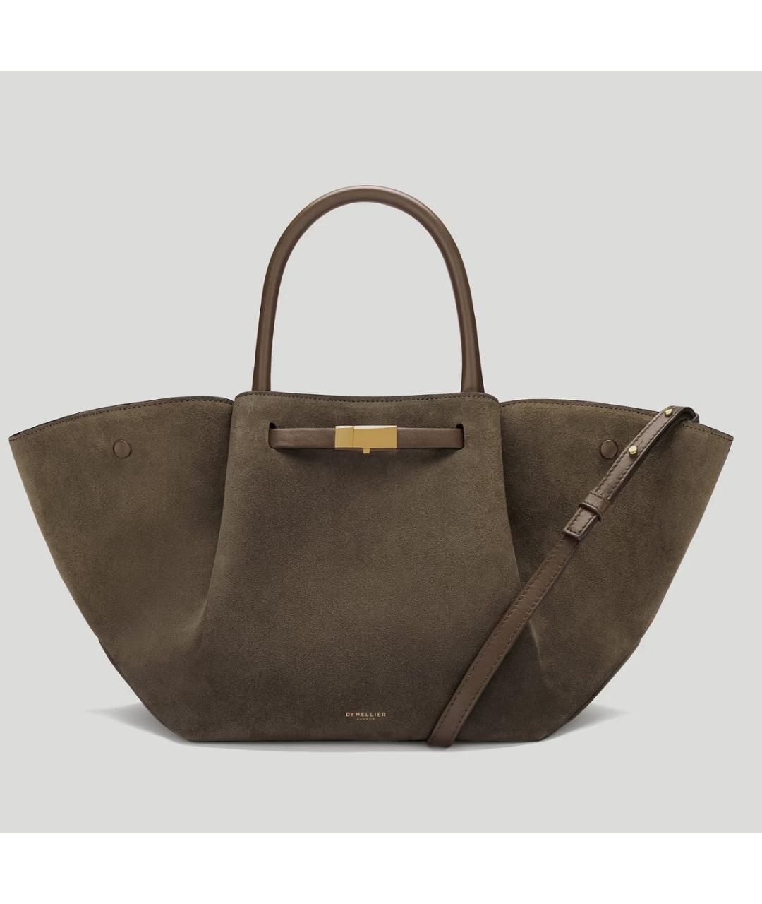 DEMELLIER Хаки замшевая сумка с короткими ручками, фото 7