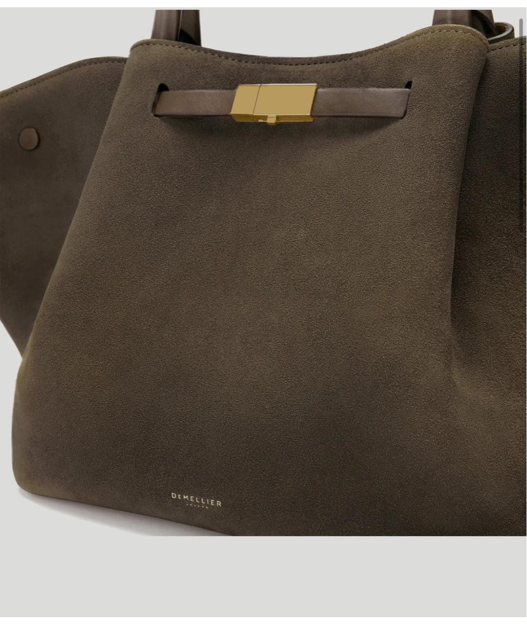 DEMELLIER Хаки замшевая сумка с короткими ручками, фото 2