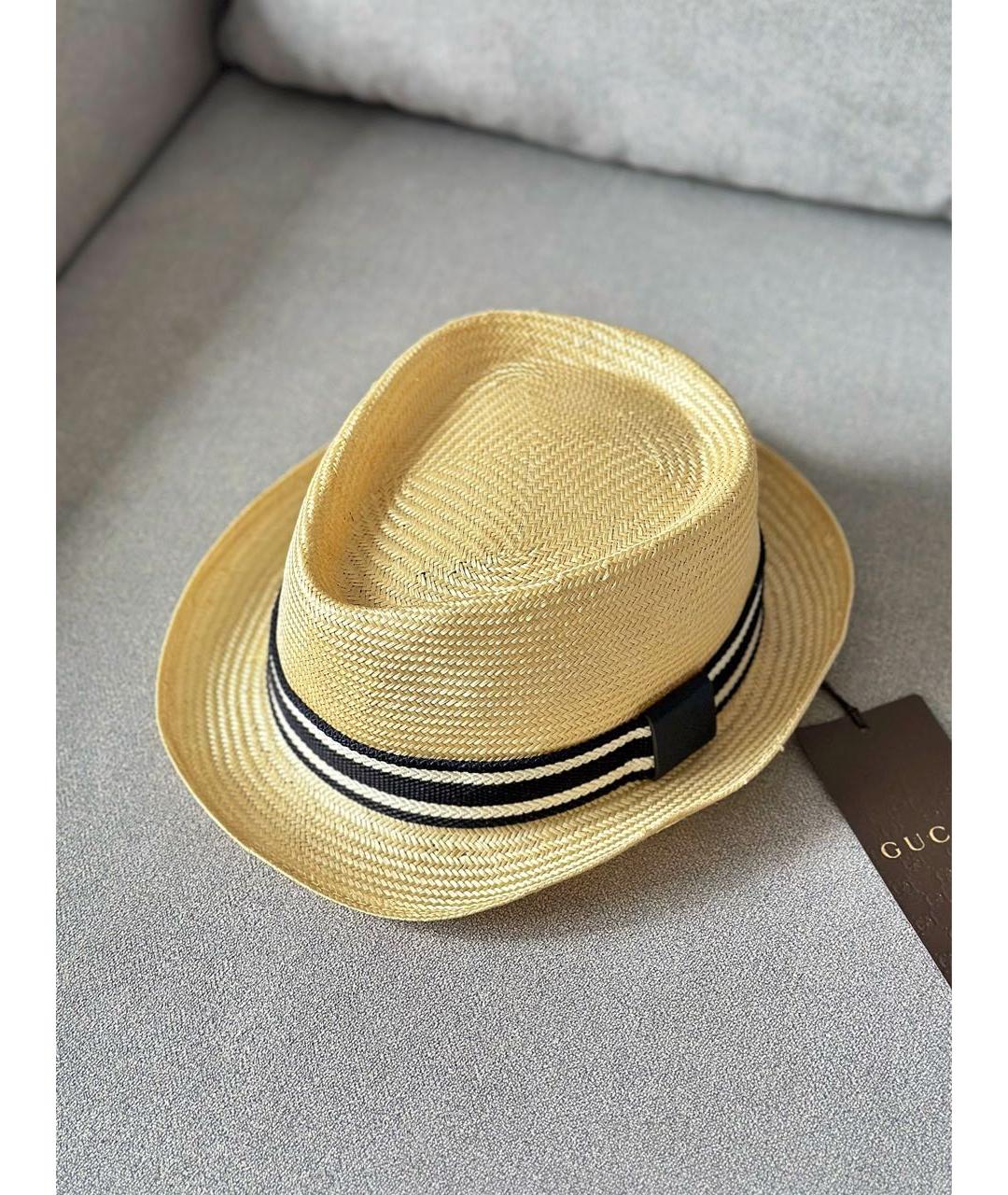 GUCCI Бежевая соломенная шляпа, фото 2