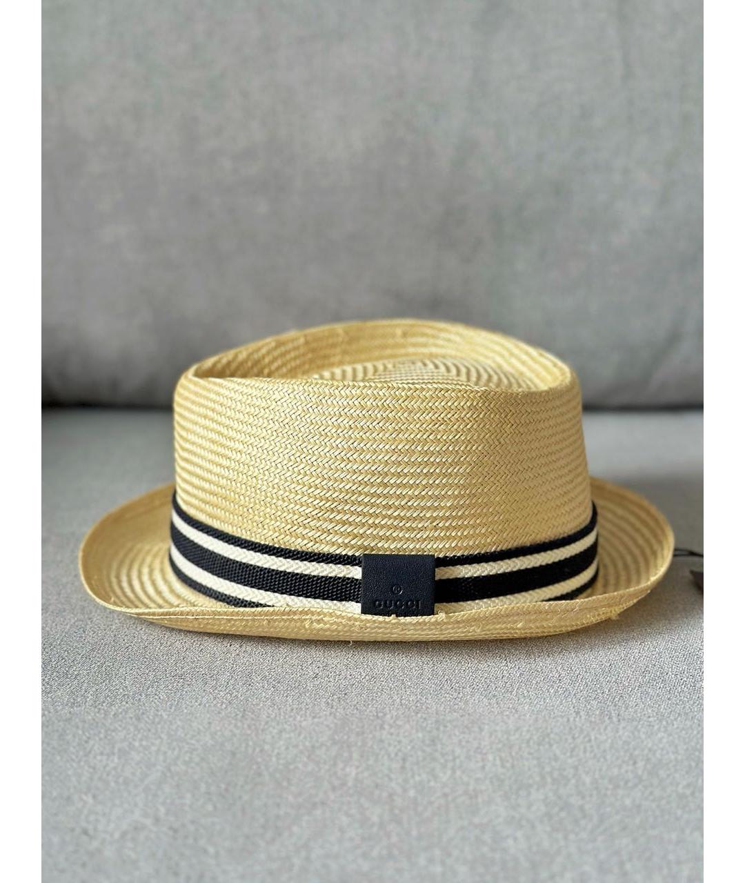 GUCCI Бежевая соломенная шляпа, фото 3