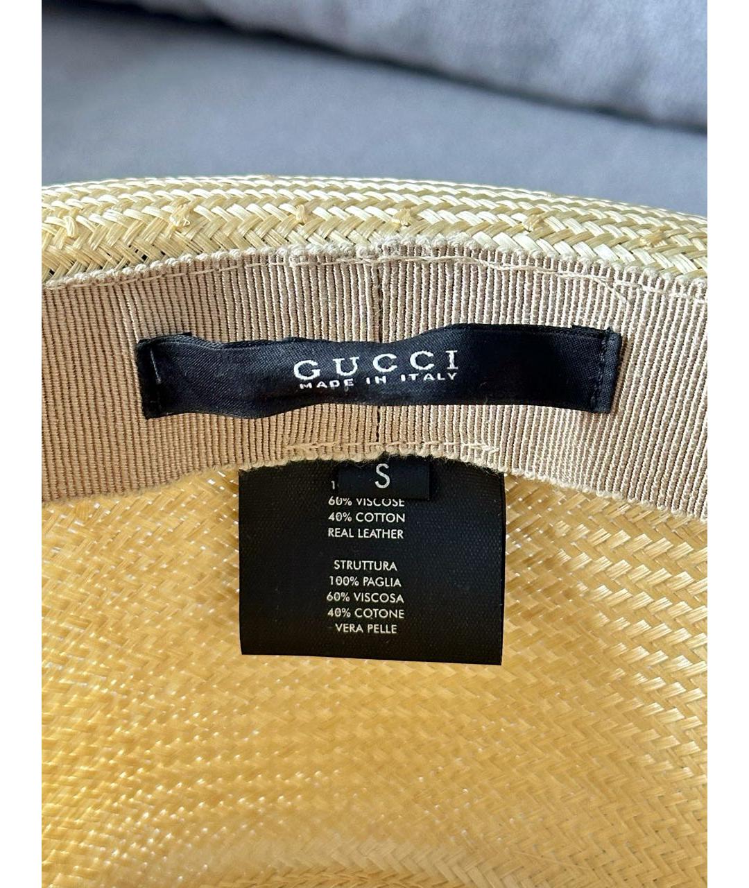 GUCCI Бежевая соломенная шляпа, фото 7