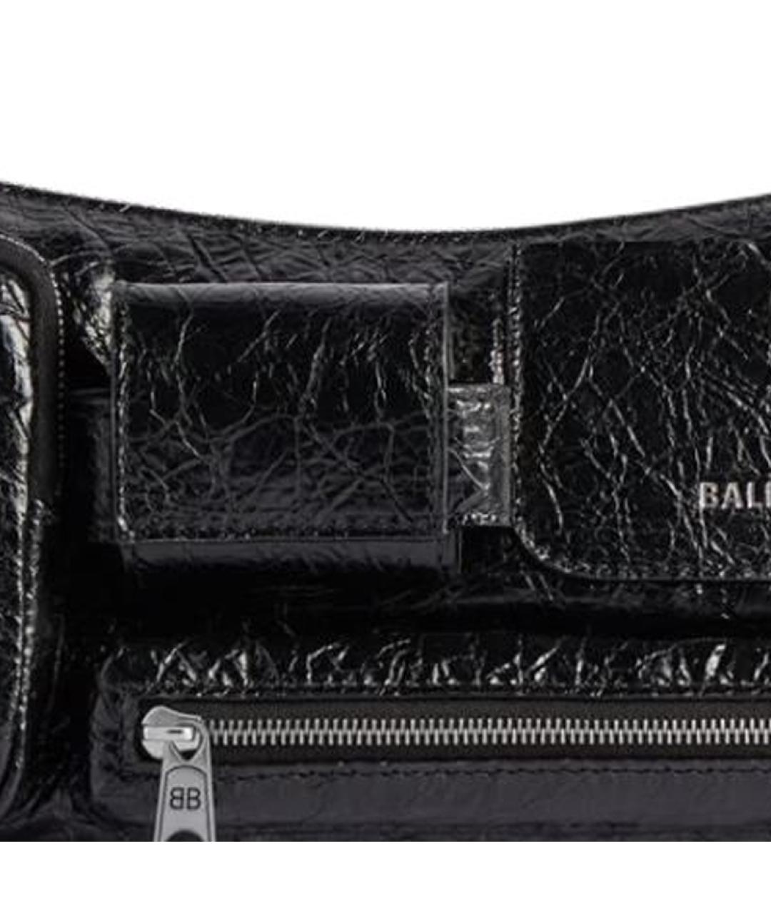 BALENCIAGA Черная кожаная сумка через плечо, фото 5