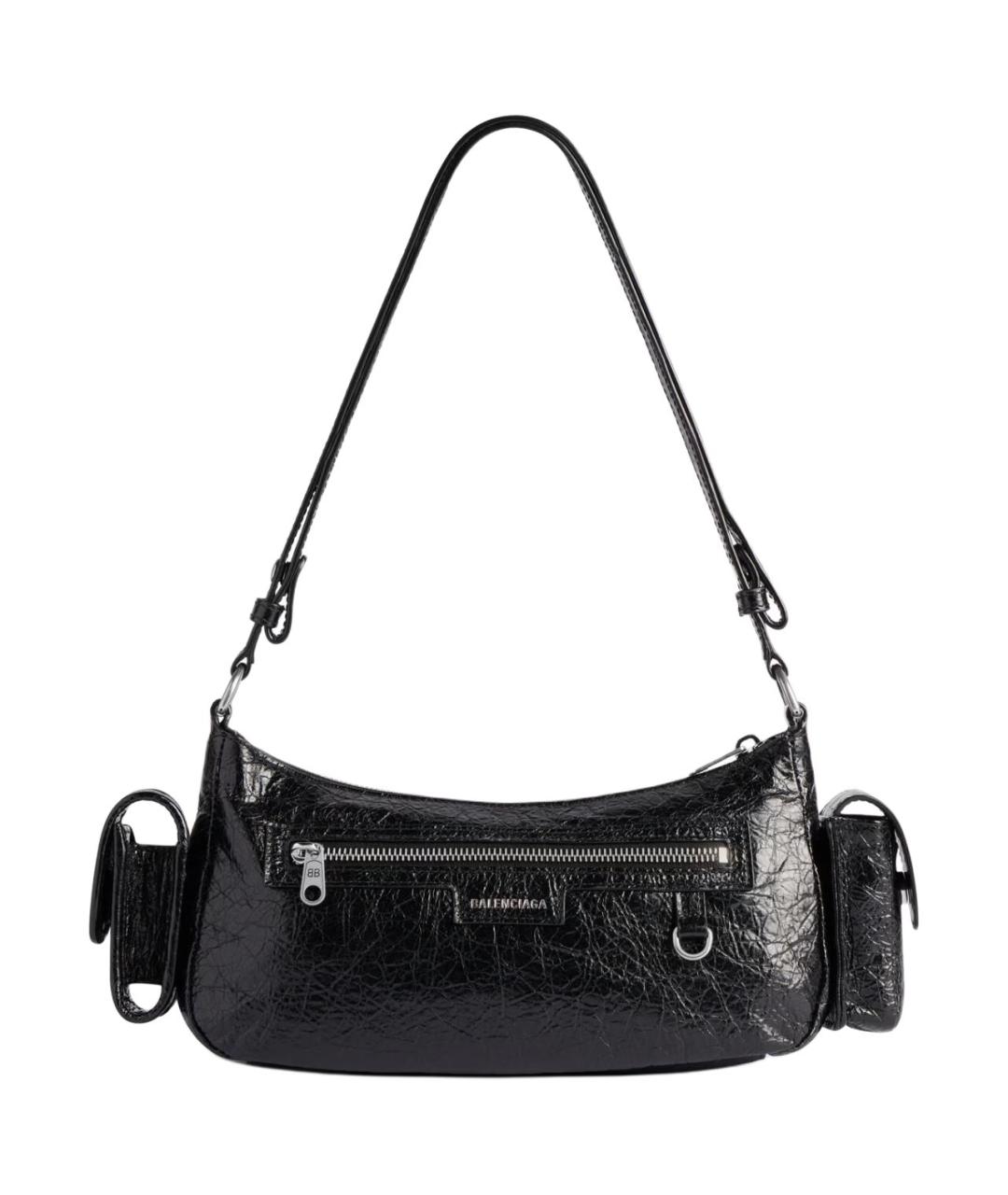 BALENCIAGA Черная кожаная сумка через плечо, фото 4