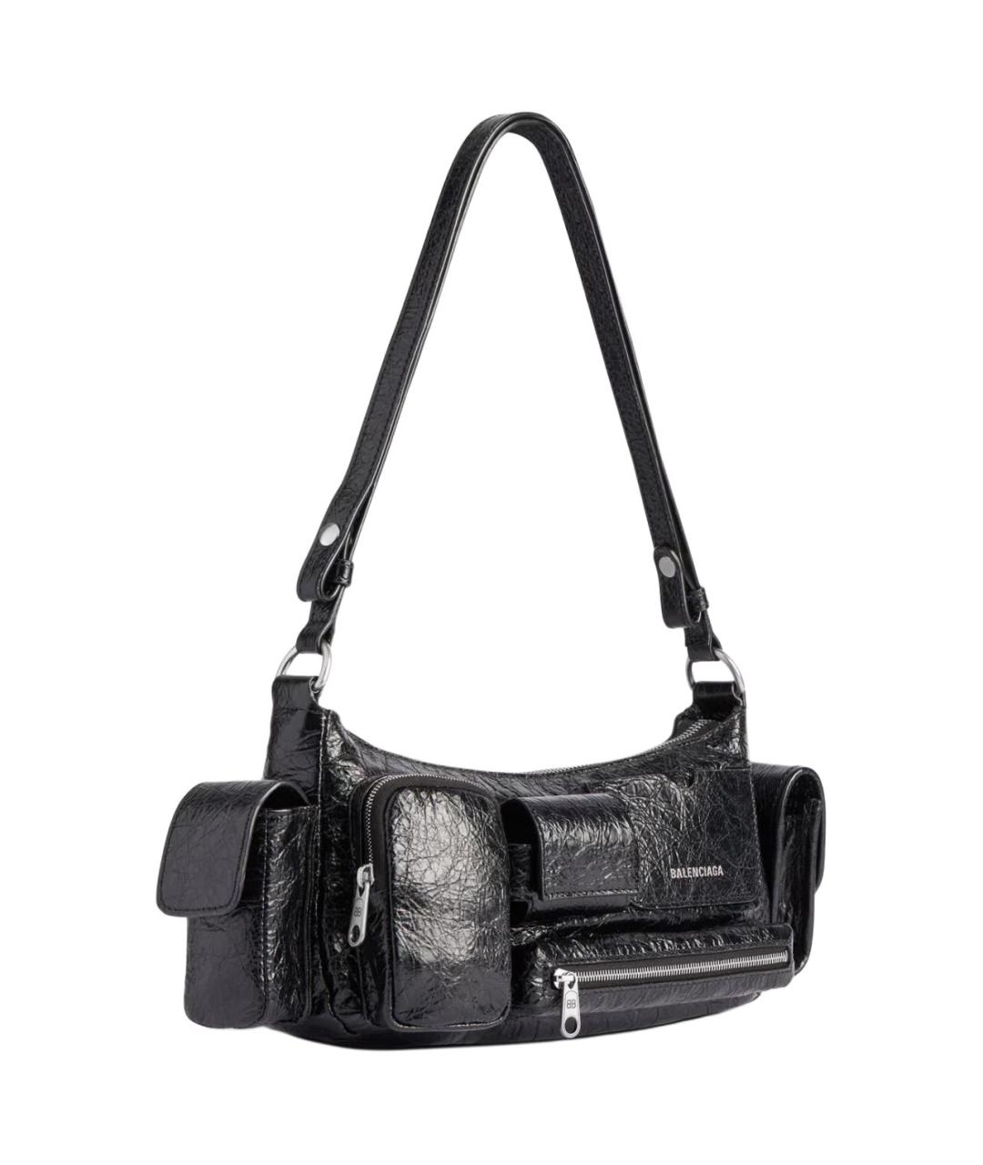 BALENCIAGA Черная кожаная сумка через плечо, фото 2
