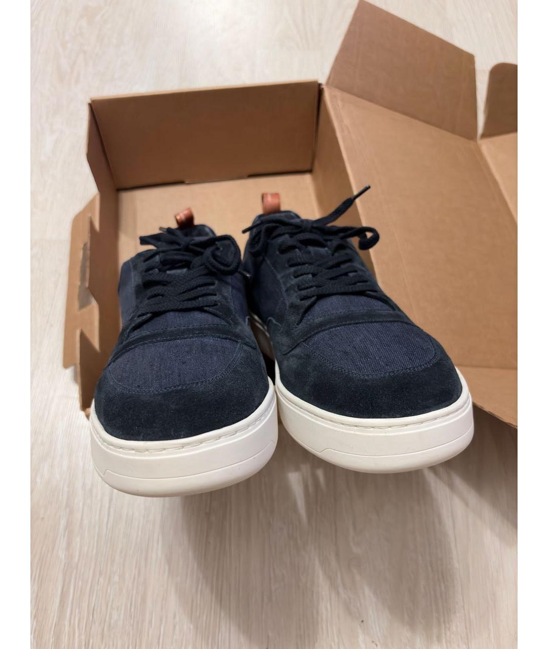 LORO PIANA Темно-синие замшевые низкие кроссовки / кеды, фото 5