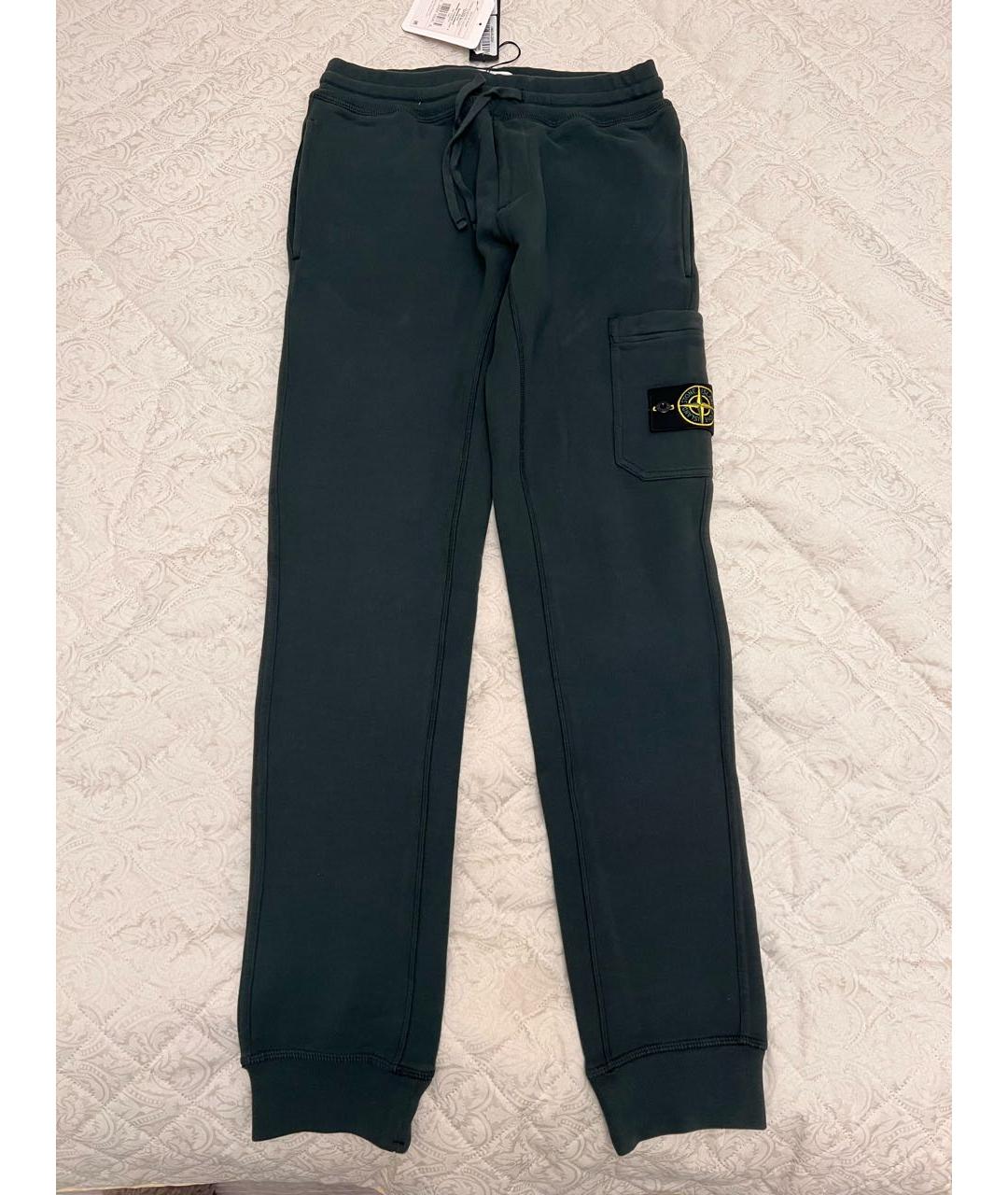 STONE ISLAND Зеленые хлопковые повседневные брюки, фото 5