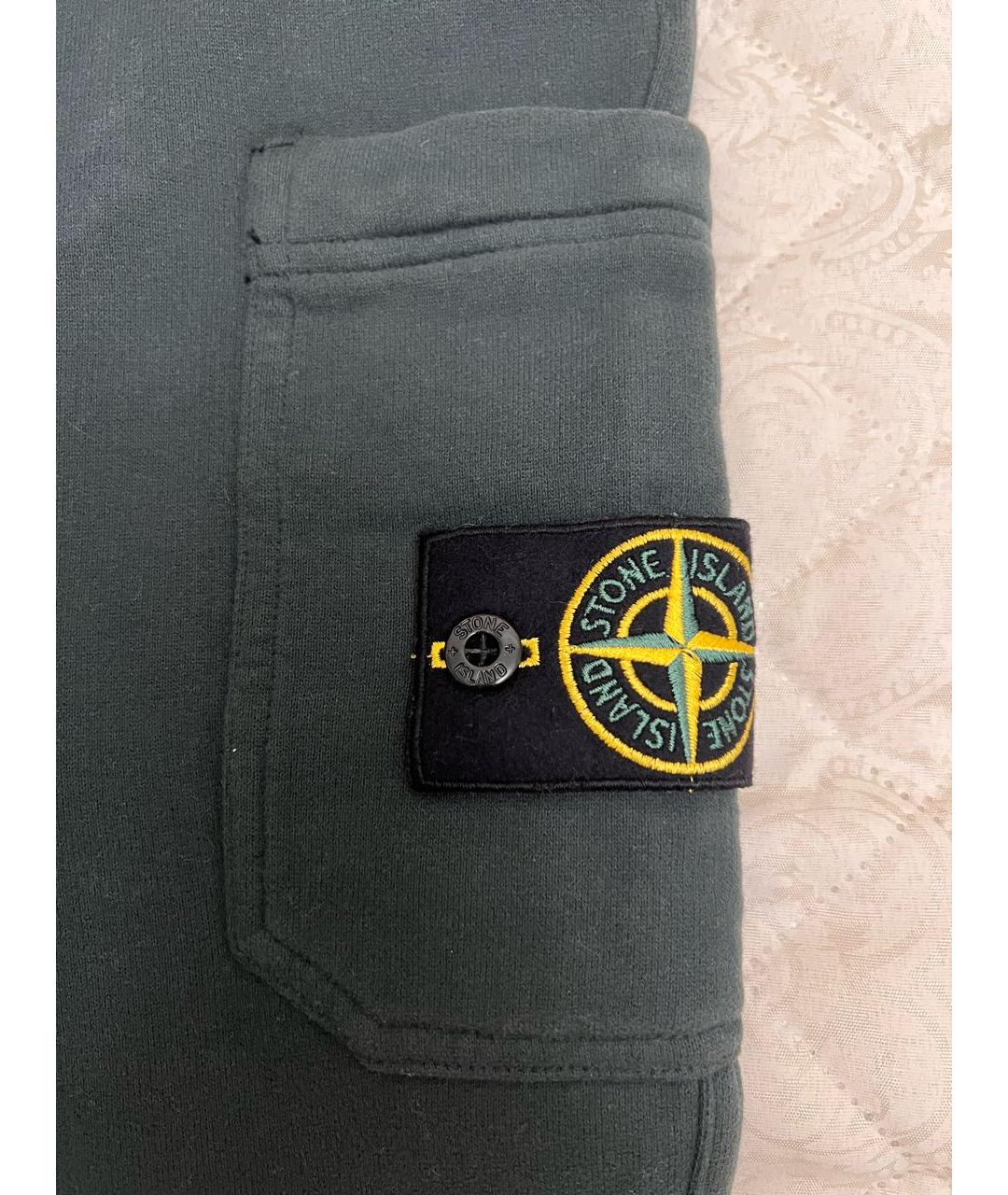 STONE ISLAND Зеленые хлопковые повседневные брюки, фото 4