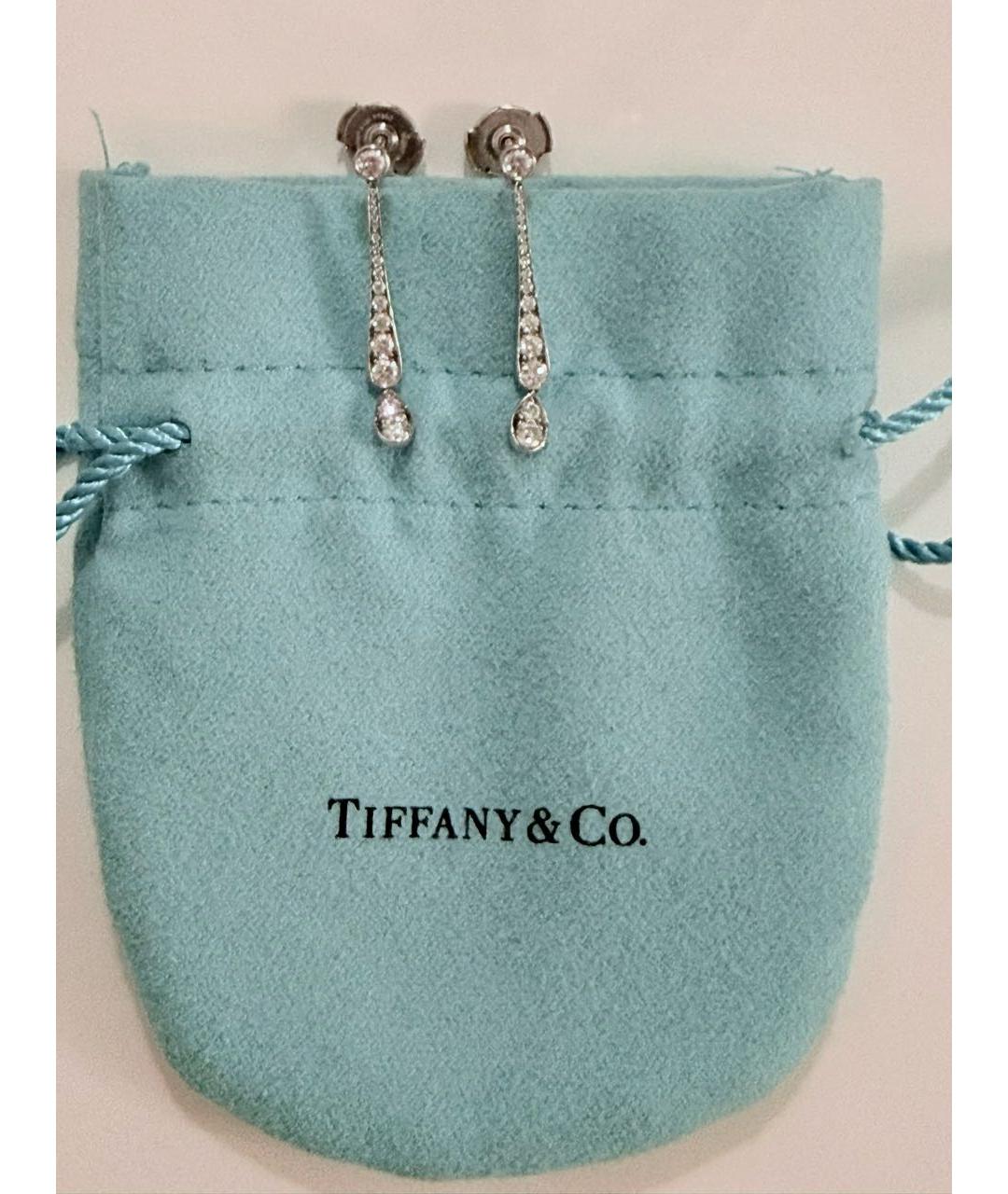 TIFFANY&CO Белые платиновые серьги, фото 5