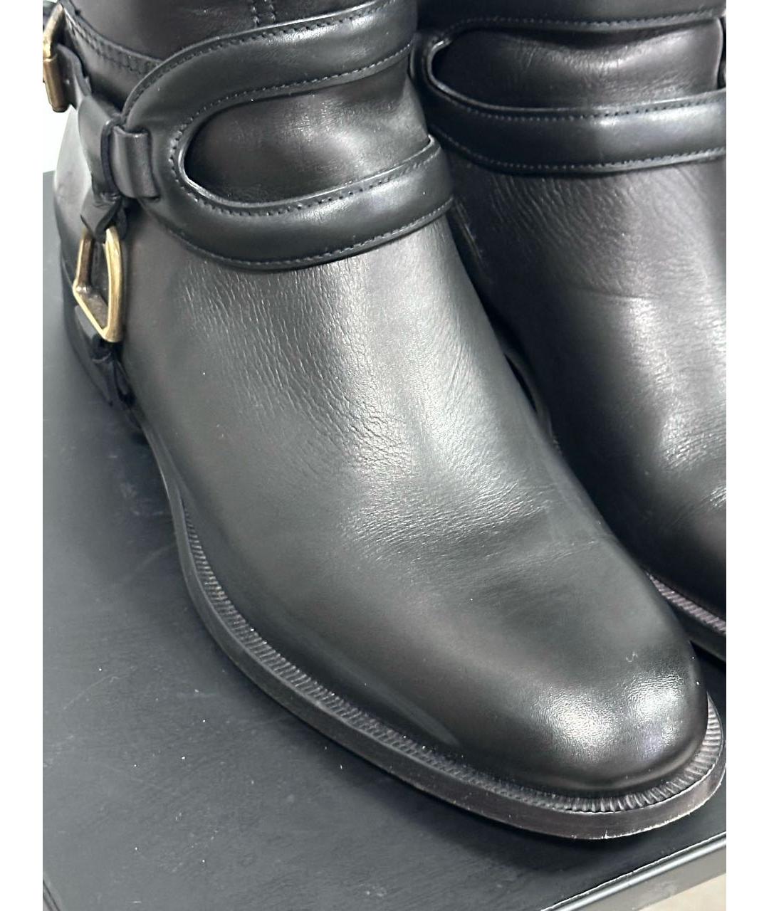 RALPH LAUREN Черные кожаные сапоги, фото 2