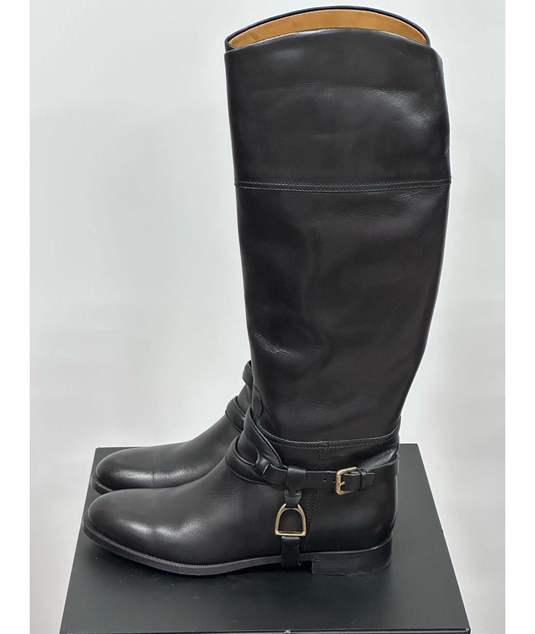 RALPH LAUREN Черные кожаные сапоги, фото 9