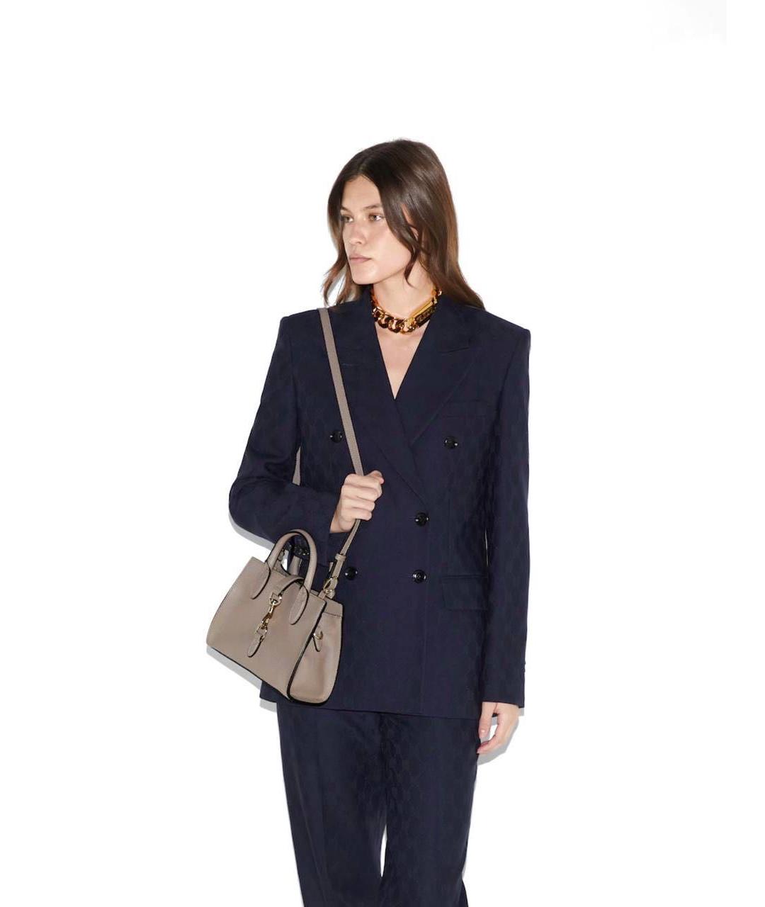 GUCCI Бежевая кожаная сумка с короткими ручками, фото 5