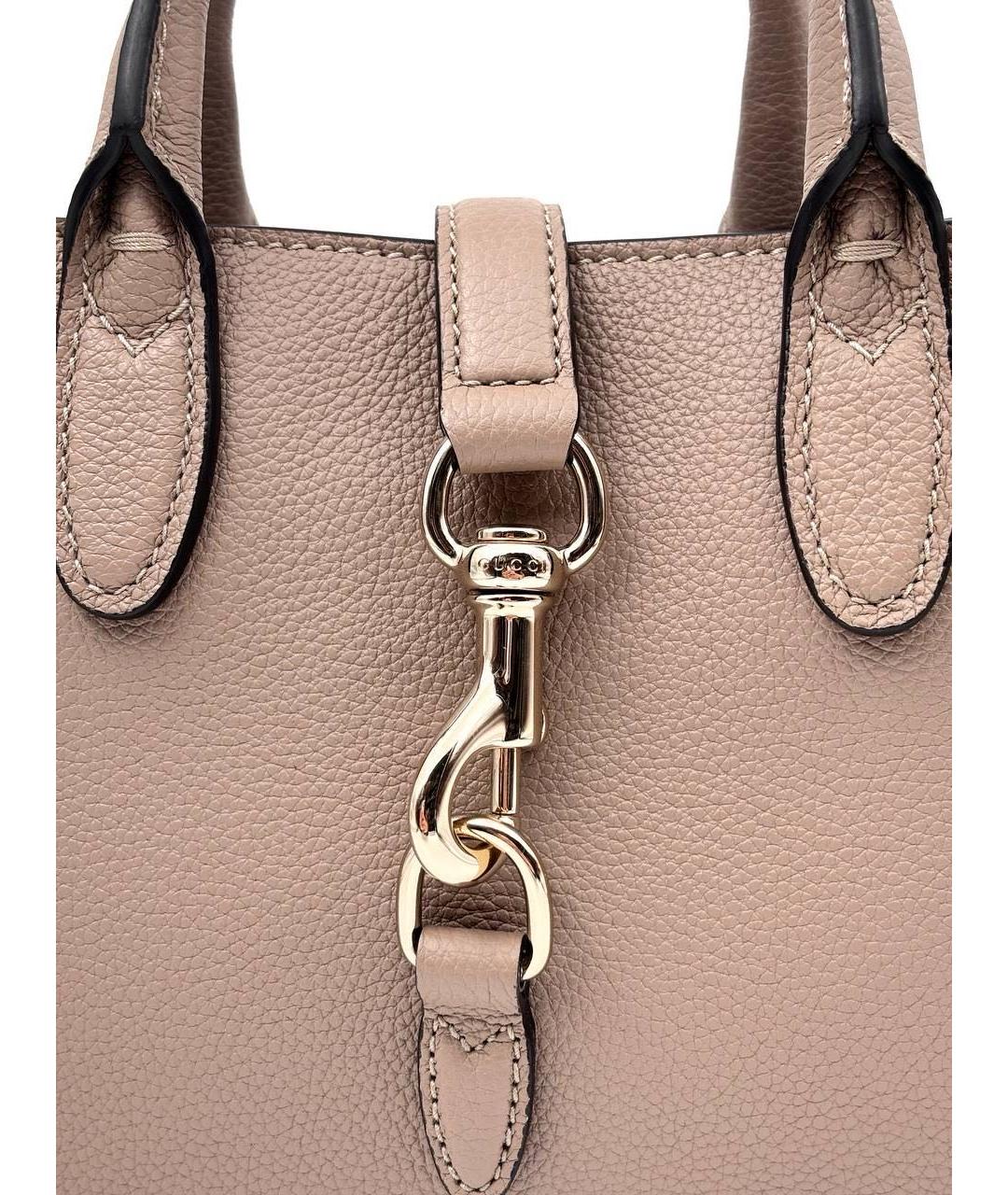 GUCCI Бежевая кожаная сумка с короткими ручками, фото 4