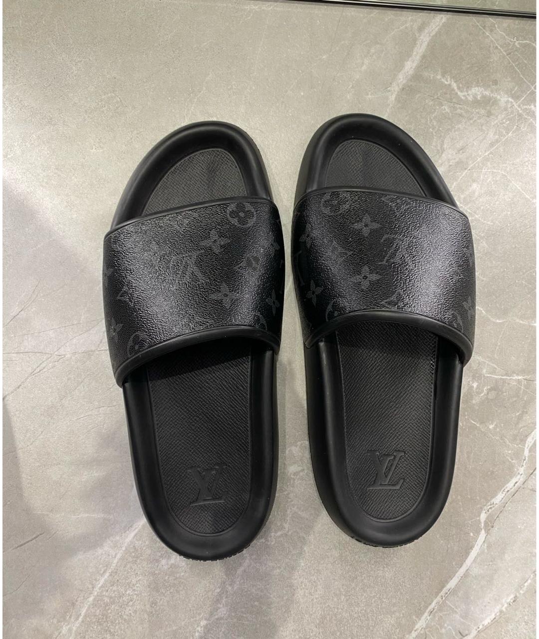 LOUIS VUITTON Черные резиновые шлепанцы, фото 3