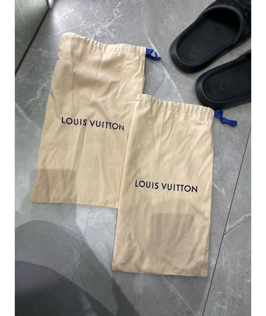 LOUIS VUITTON Черные резиновые шлепанцы, фото 5