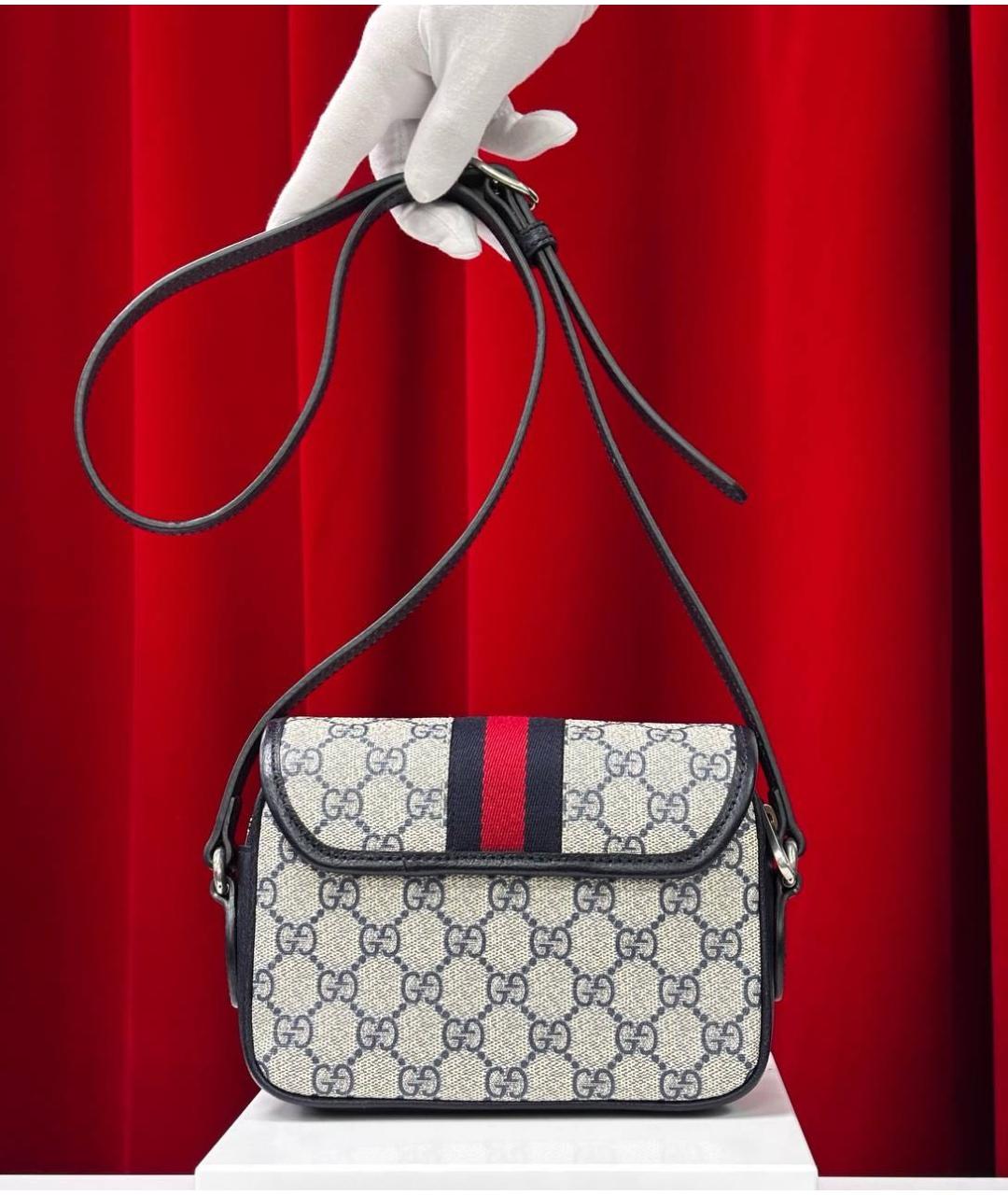 GUCCI Темно-синяя кожаная сумка на плечо, фото 6