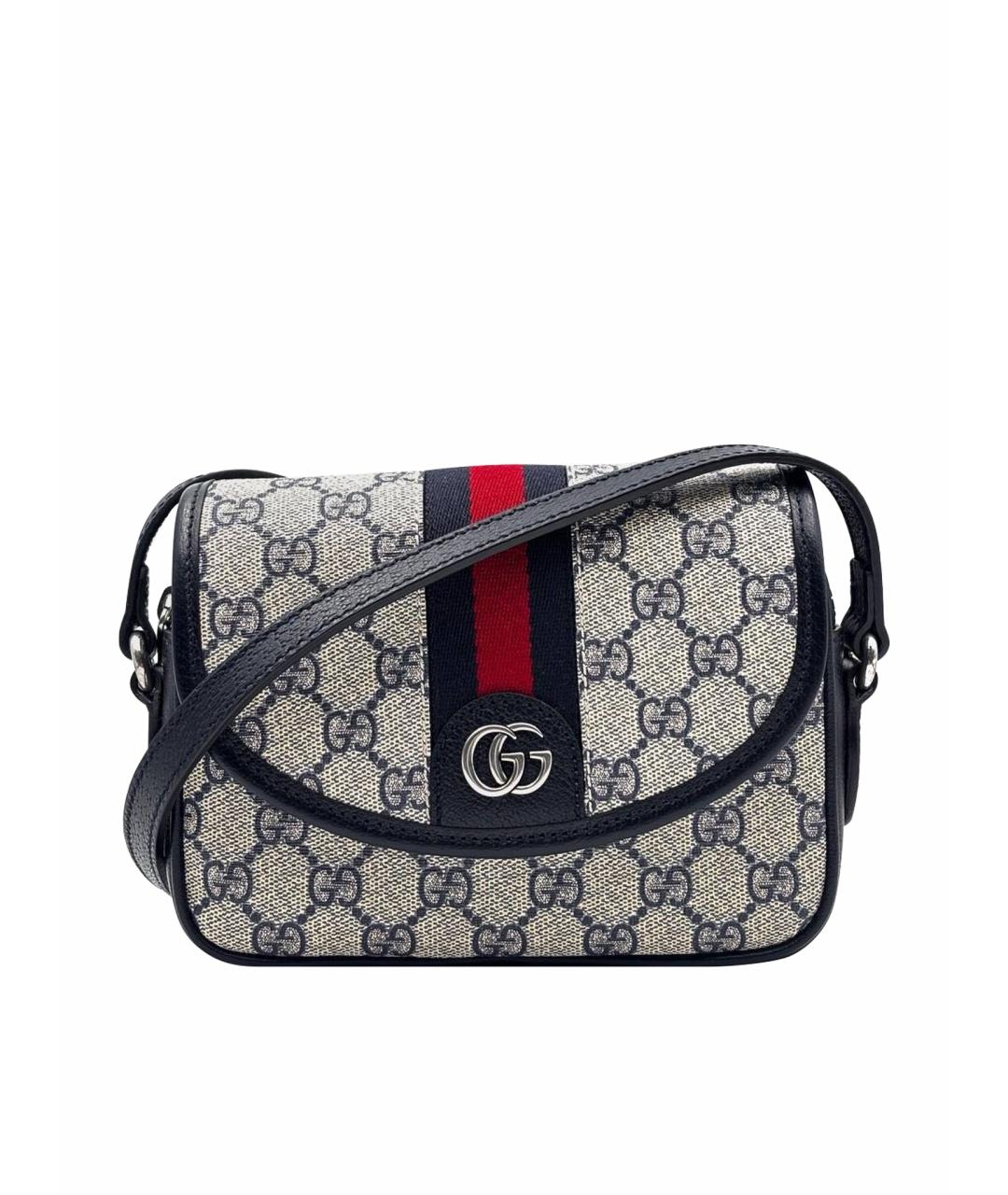 GUCCI Темно-синяя кожаная сумка на плечо, фото 1