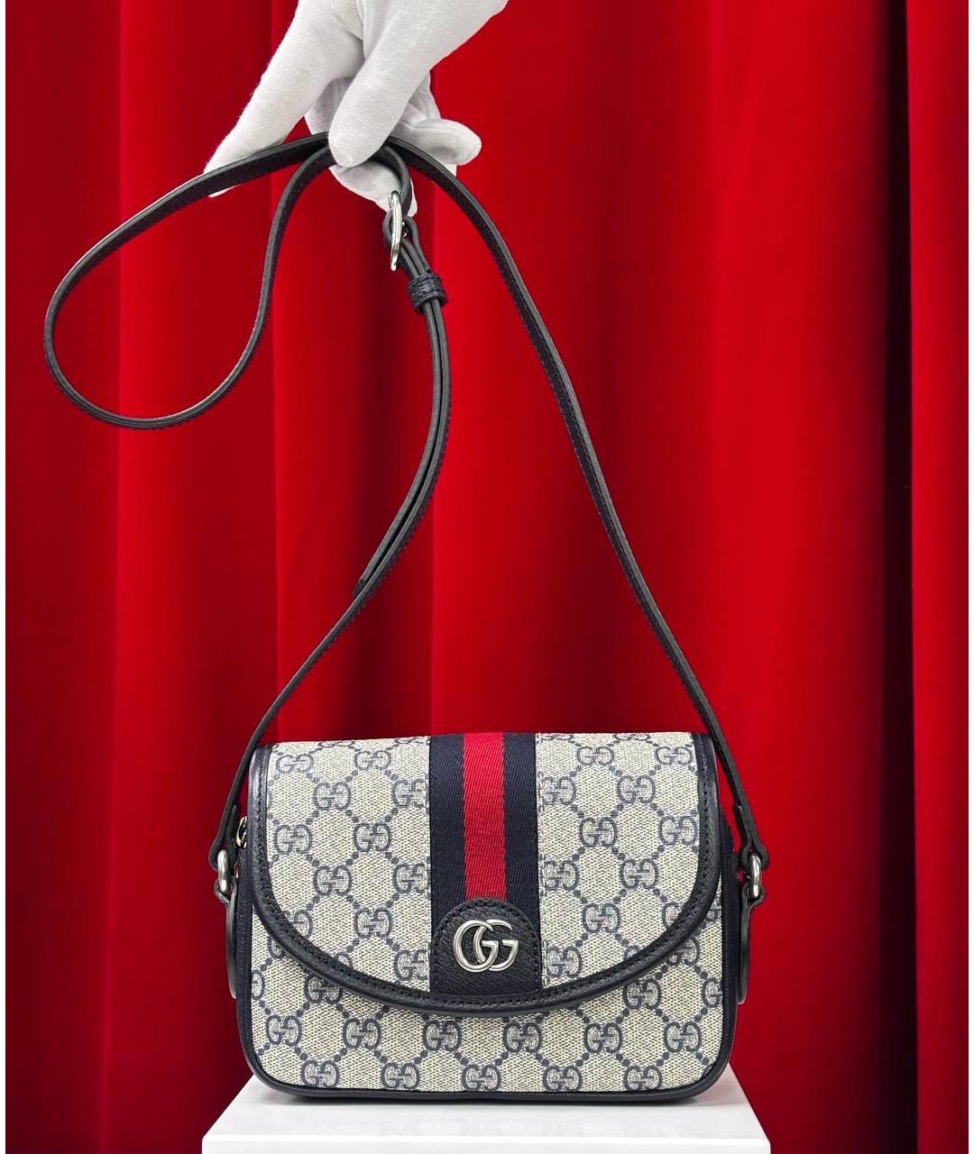 GUCCI Темно-синяя кожаная сумка на плечо, фото 5