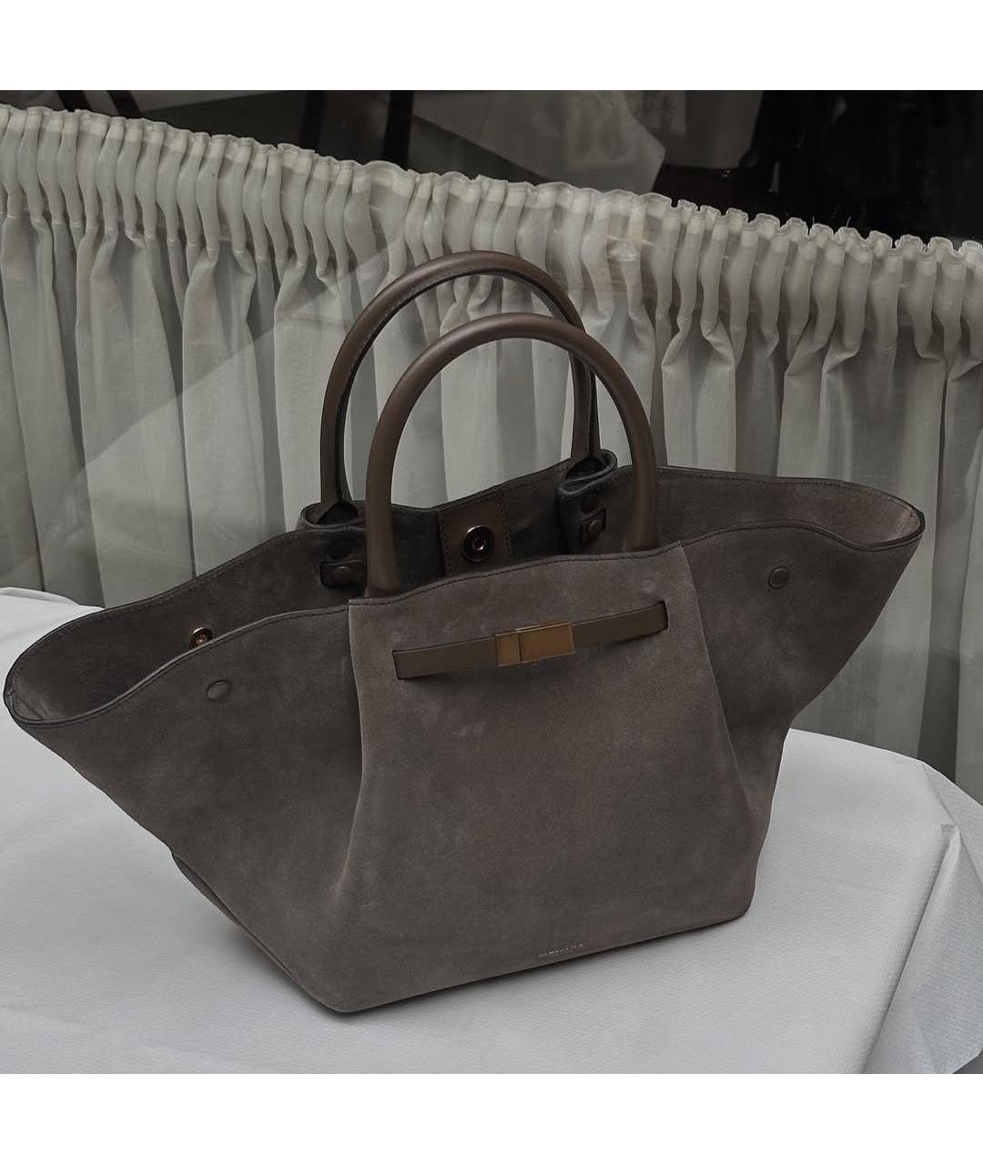 DEMELLIER Антрацитовая замшевая сумка с короткими ручками, фото 5