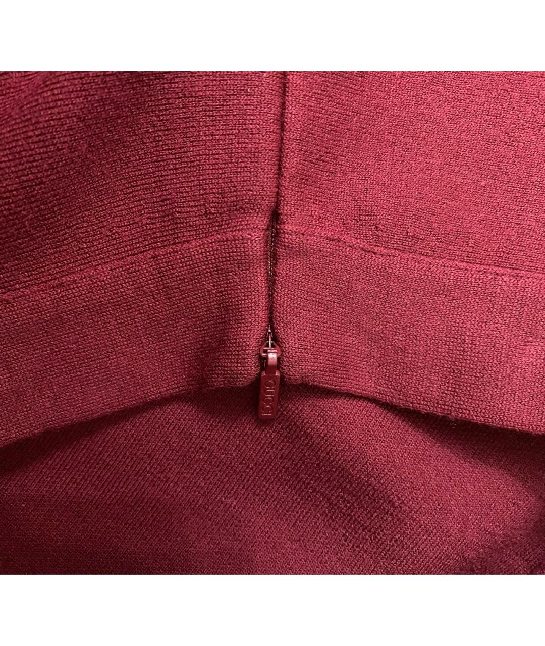 GUCCI Бордовая шерстяная юбка миди, фото 5