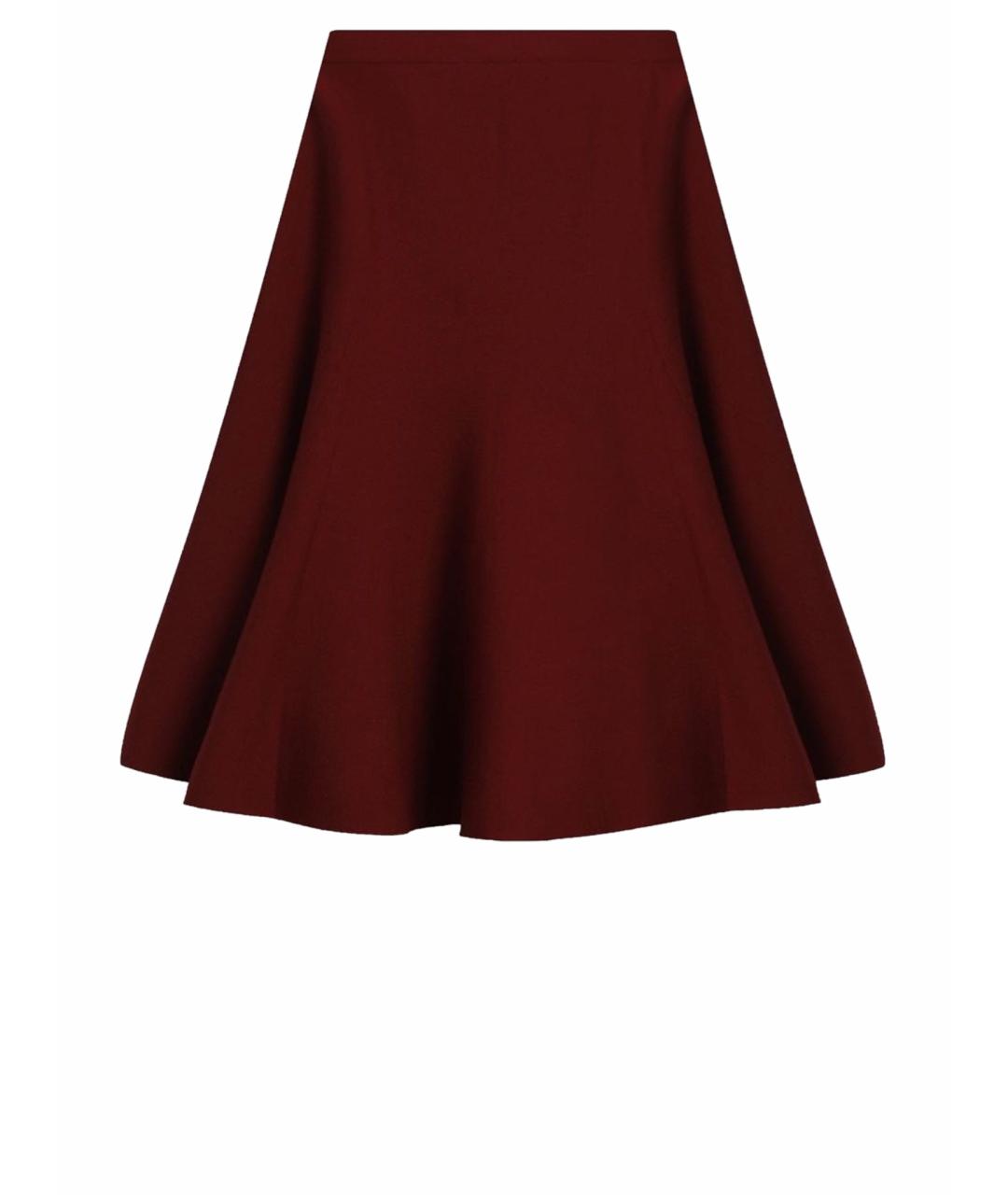 GUCCI Бордовая шерстяная юбка миди, фото 1
