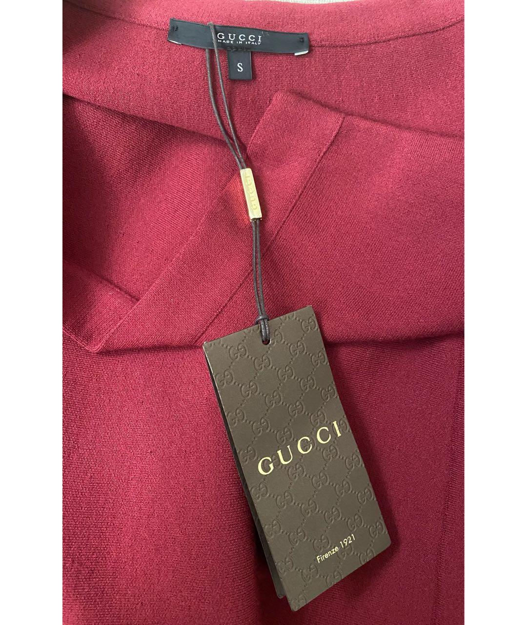 GUCCI Бордовая шерстяная юбка миди, фото 3