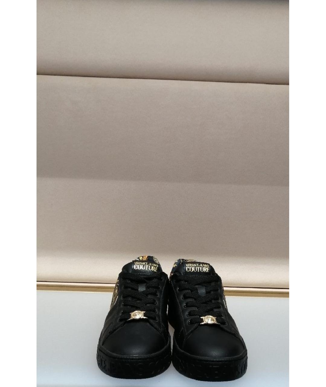 VERSACE JEANS COUTURE Черные кожаные кеды, фото 2