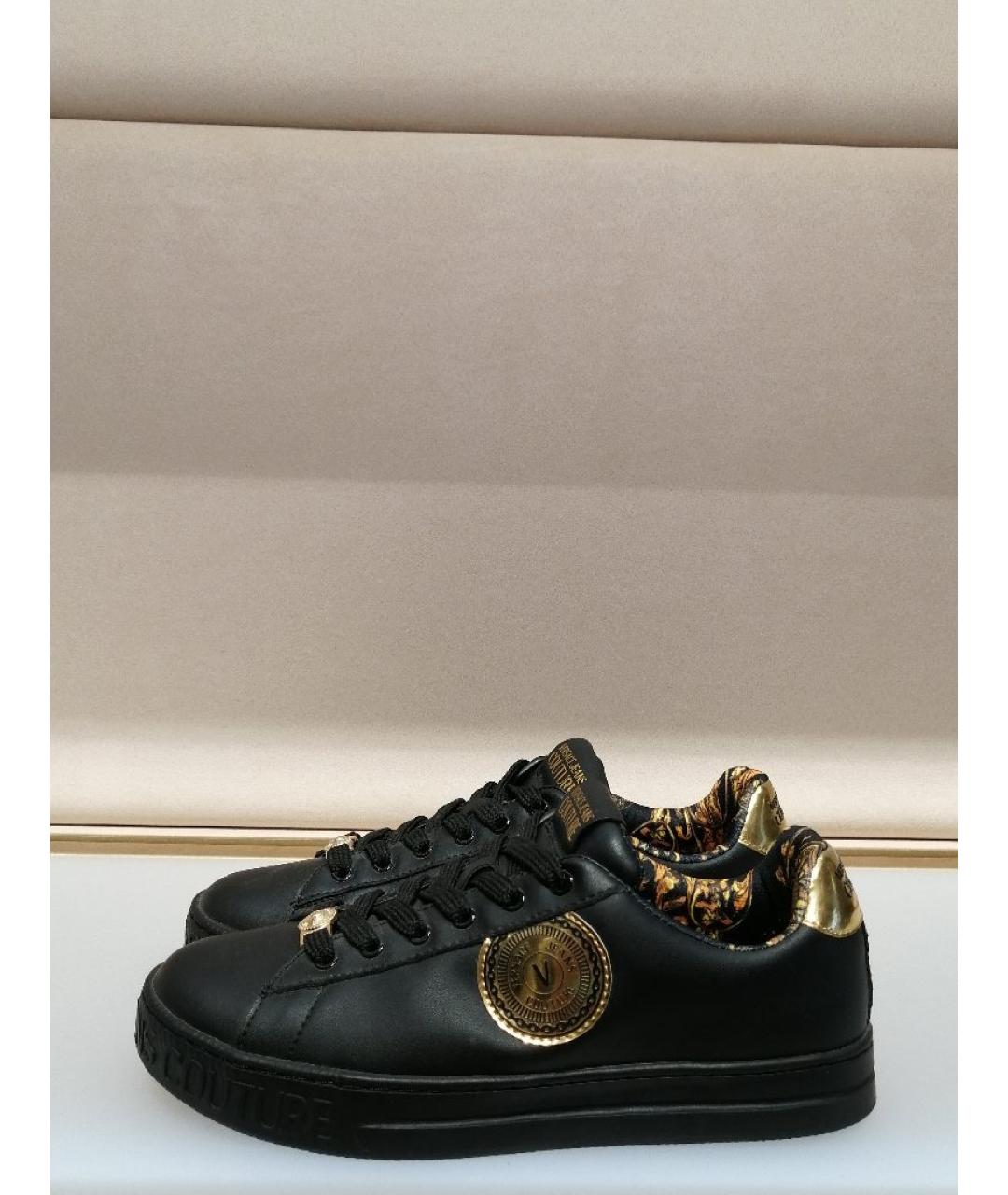 VERSACE JEANS COUTURE Черные кожаные кеды, фото 4