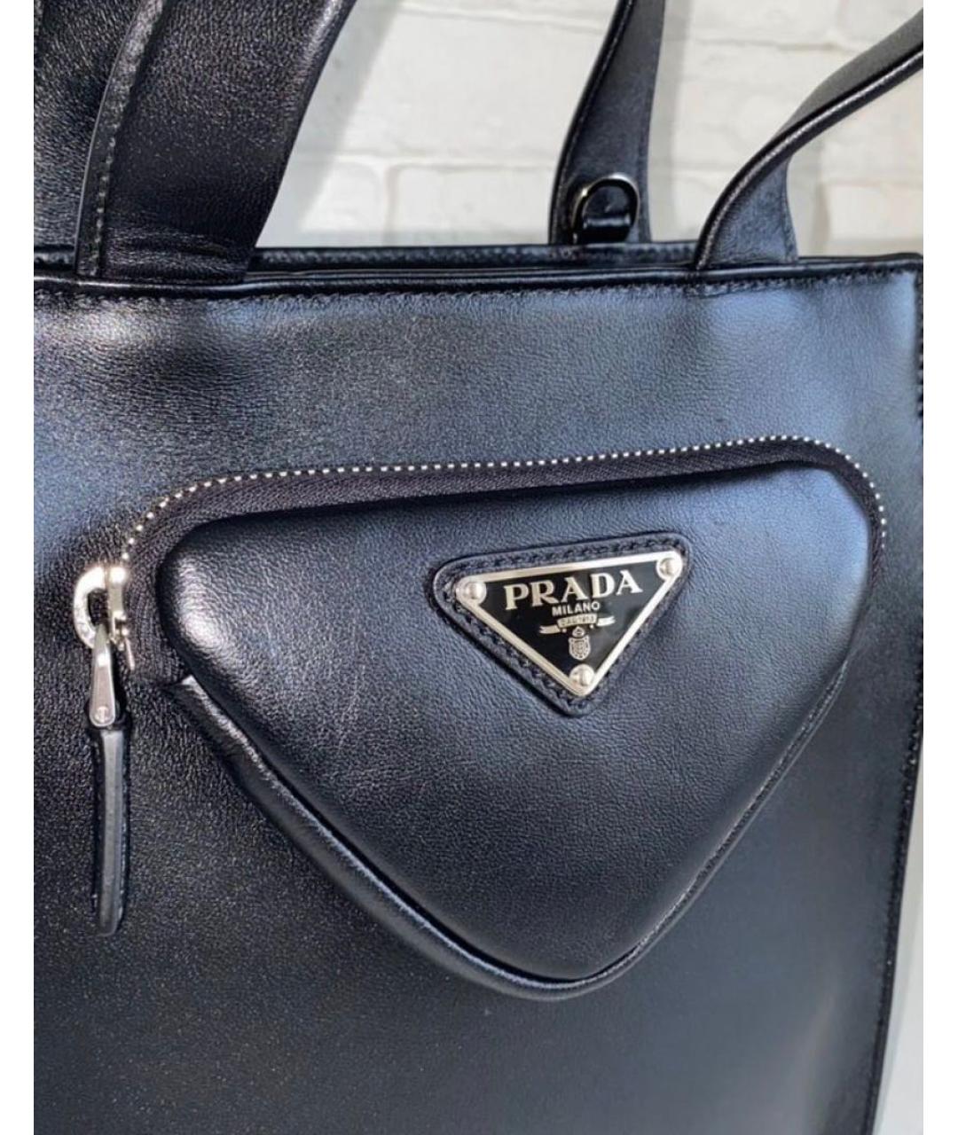 PRADA Черная кожаная сумка тоут, фото 4