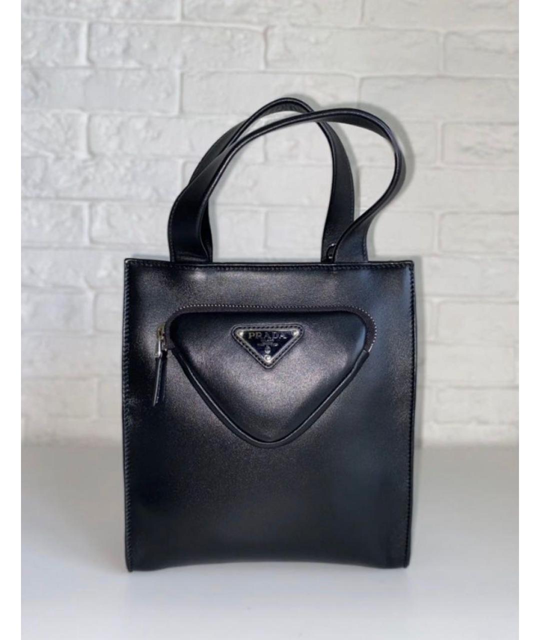 PRADA Черная кожаная сумка тоут, фото 2