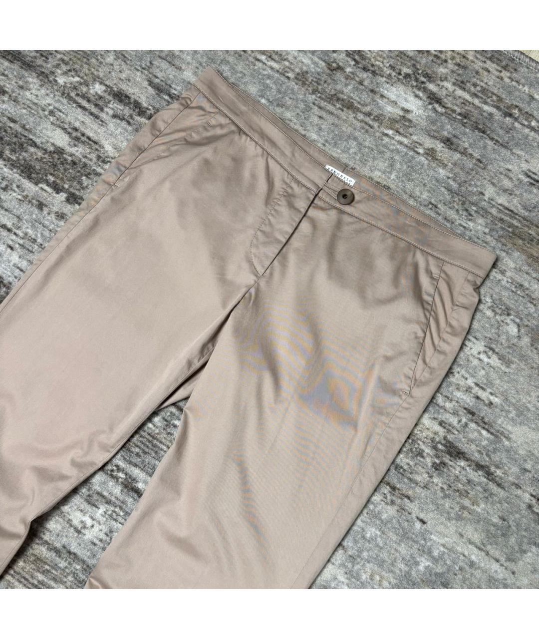 BRUNELLO CUCINELLI Бежевые хлопковые брюки узкие, фото 2