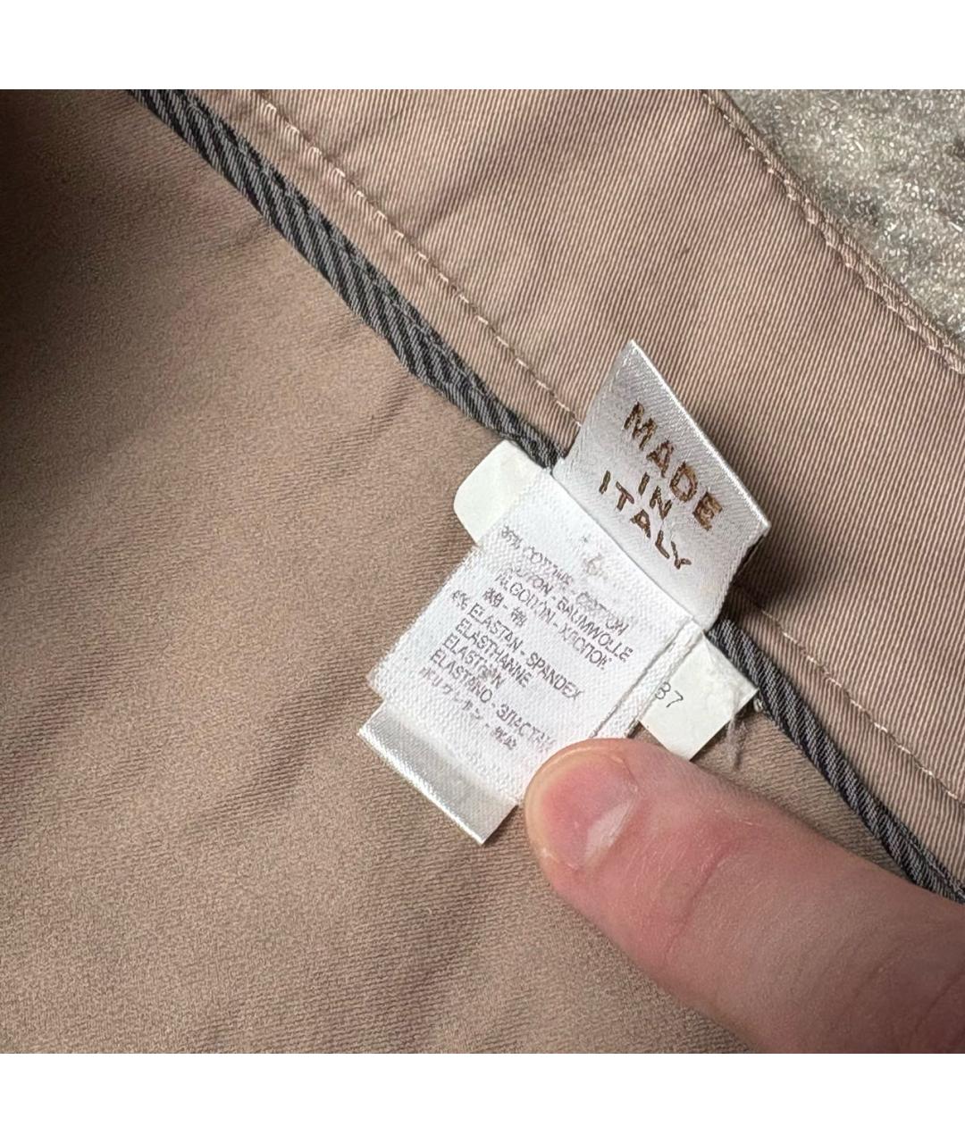 BRUNELLO CUCINELLI Бежевые хлопковые брюки узкие, фото 7