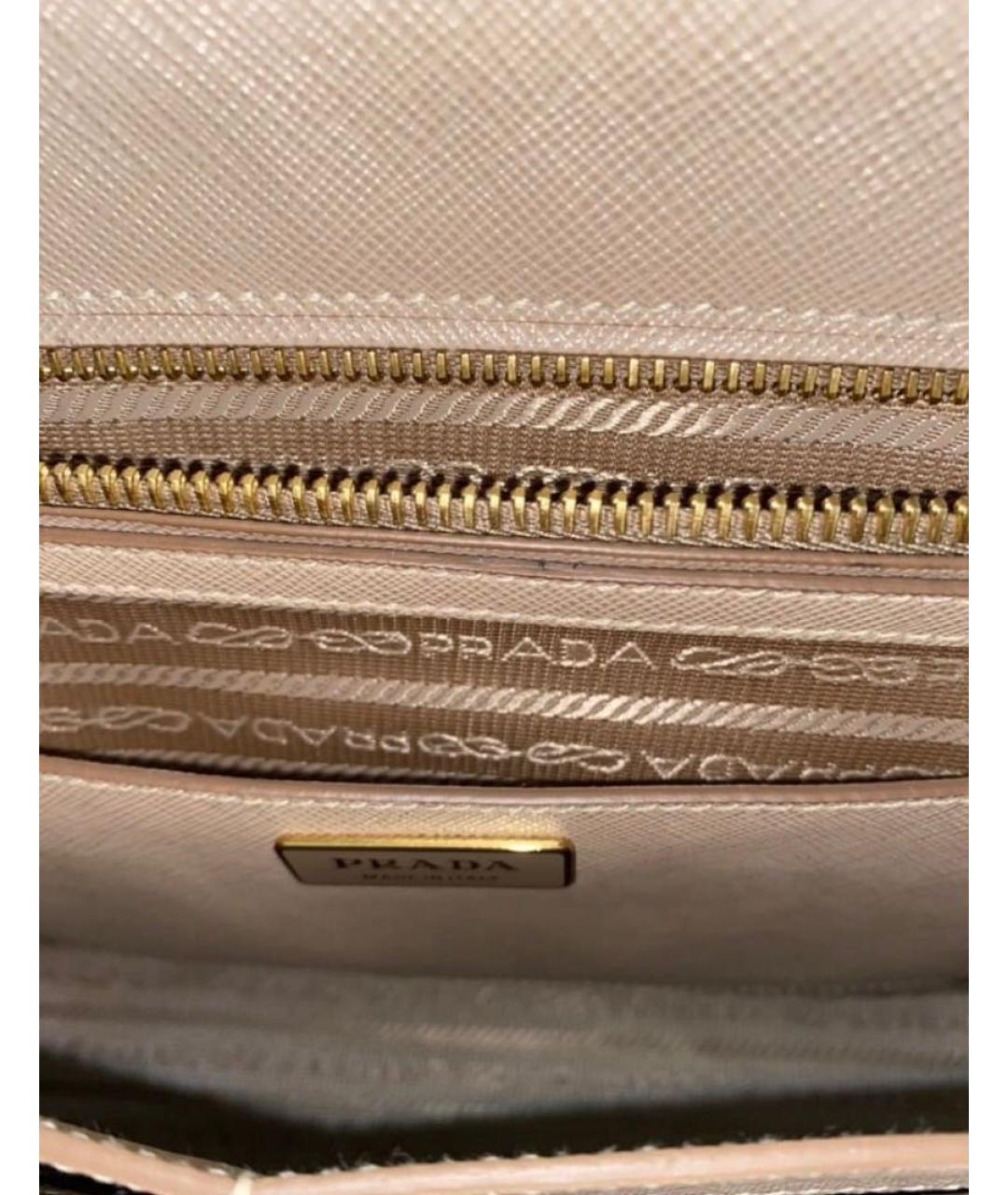 PRADA Бежевая кожаная сумка с короткими ручками, фото 8