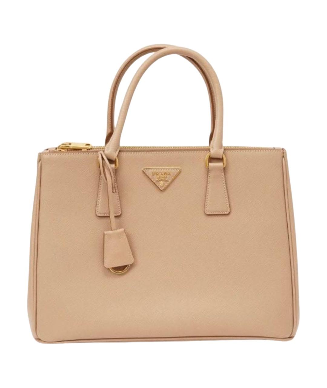 PRADA Бежевая кожаная сумка с короткими ручками, фото 1