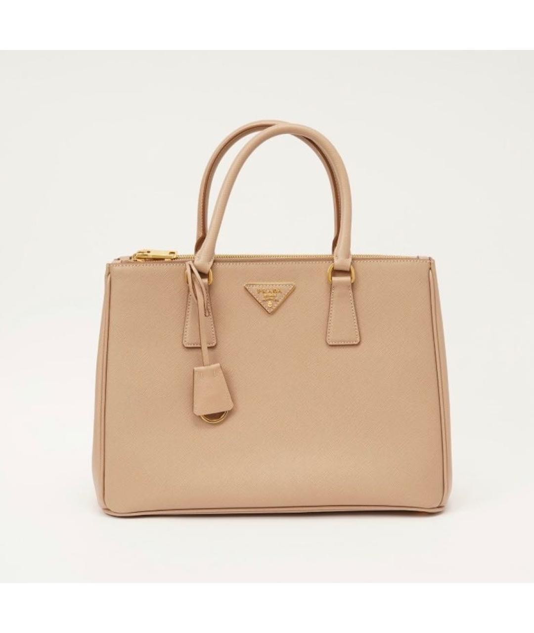 PRADA Бежевая кожаная сумка с короткими ручками, фото 9