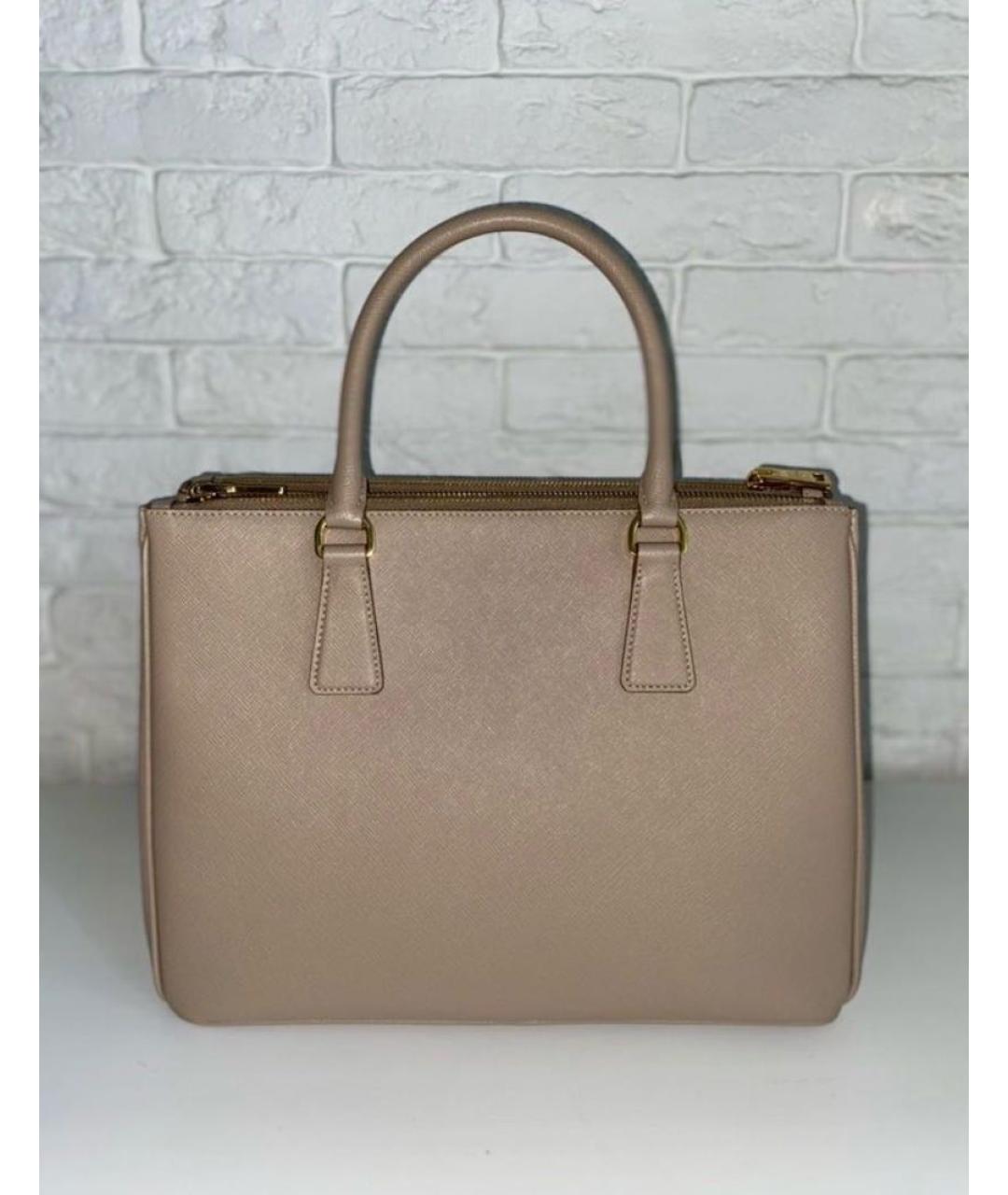 PRADA Бежевая кожаная сумка с короткими ручками, фото 3