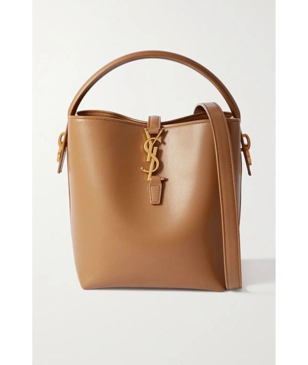 SAINT LAURENT Коричневая кожаная сумка через плечо, фото 7