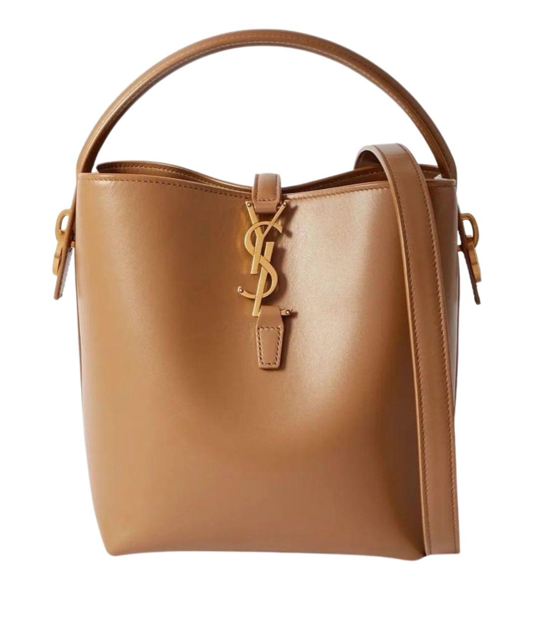 SAINT LAURENT Коричневая кожаная сумка через плечо, фото 1