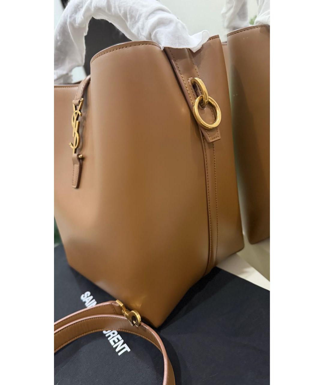 SAINT LAURENT Коричневая кожаная сумка через плечо, фото 4